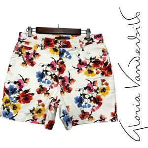 Gloria Vanderbilt Women's Amanda Denim Shorts High Rise Floral Sz: 14